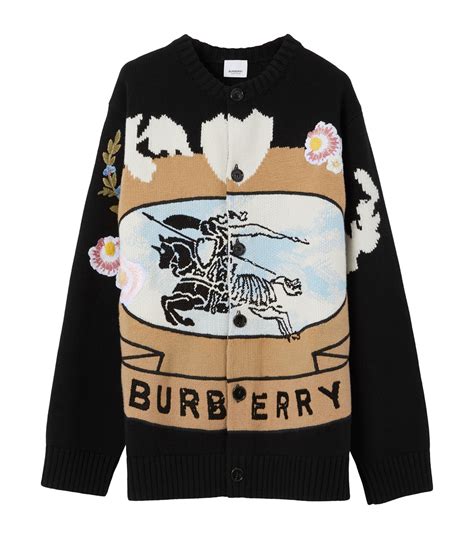 burberry black cardigan|burberry equestrian cardigan.